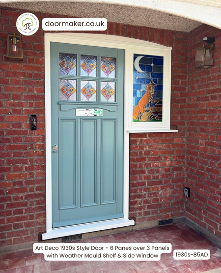 art deco 1930s style front door 6 panes over 3 panels - oval room blue
